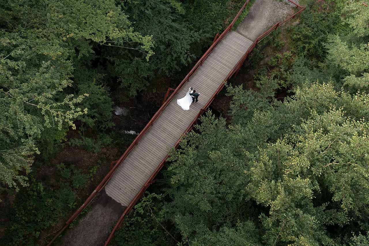 Drone foto fra bryllup på Fyn